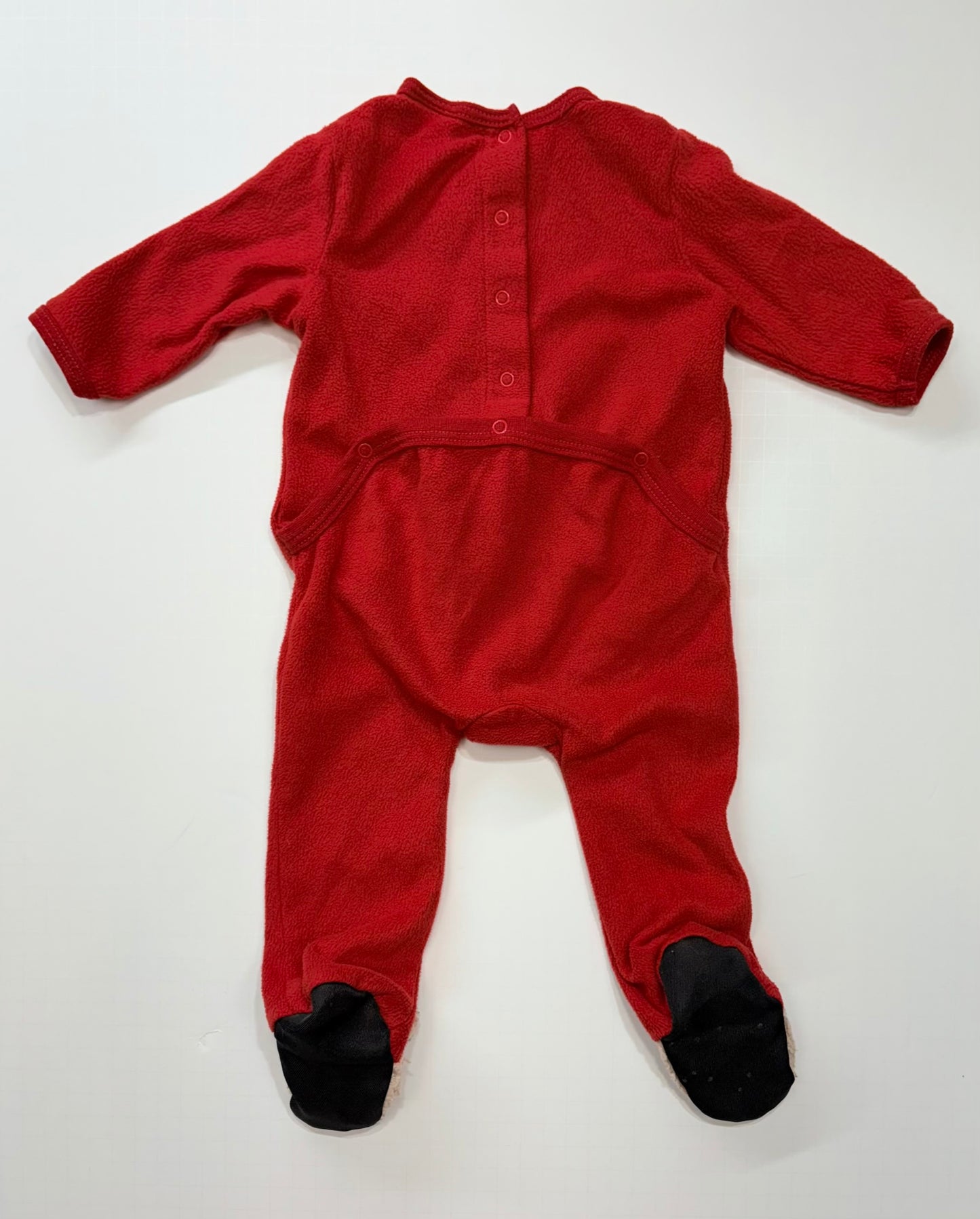 Seller 189 6-9m "Oh Deer" Fleece Pajamas with Footies & Butt Flap EUC