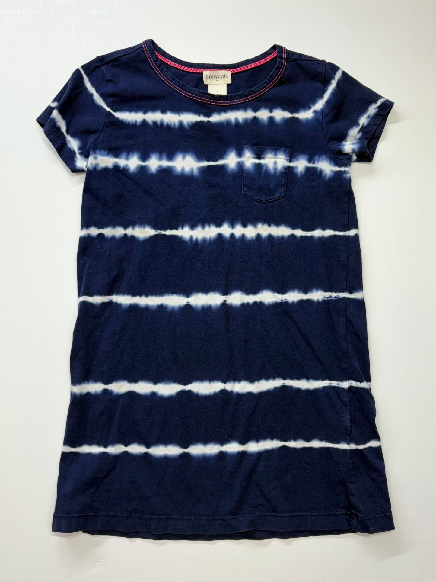 Seller 189 Girls 4T Crewcuts Blue Tie Dye Short Sleeve T-Shirt Dress EUC