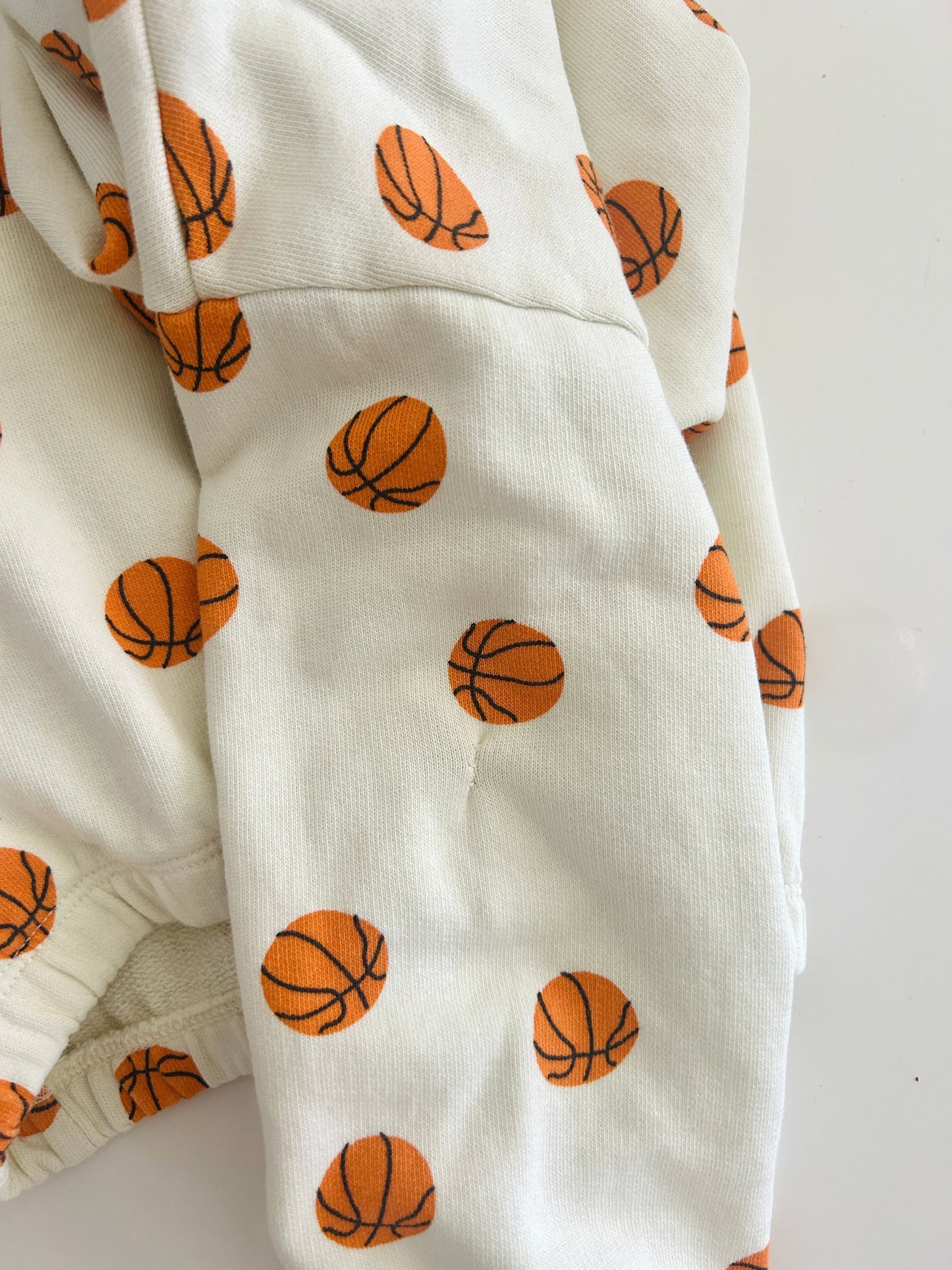 #15 Mini Rodini 7/8 Basketball Organic Cotton Polo Collar Sweatshirt