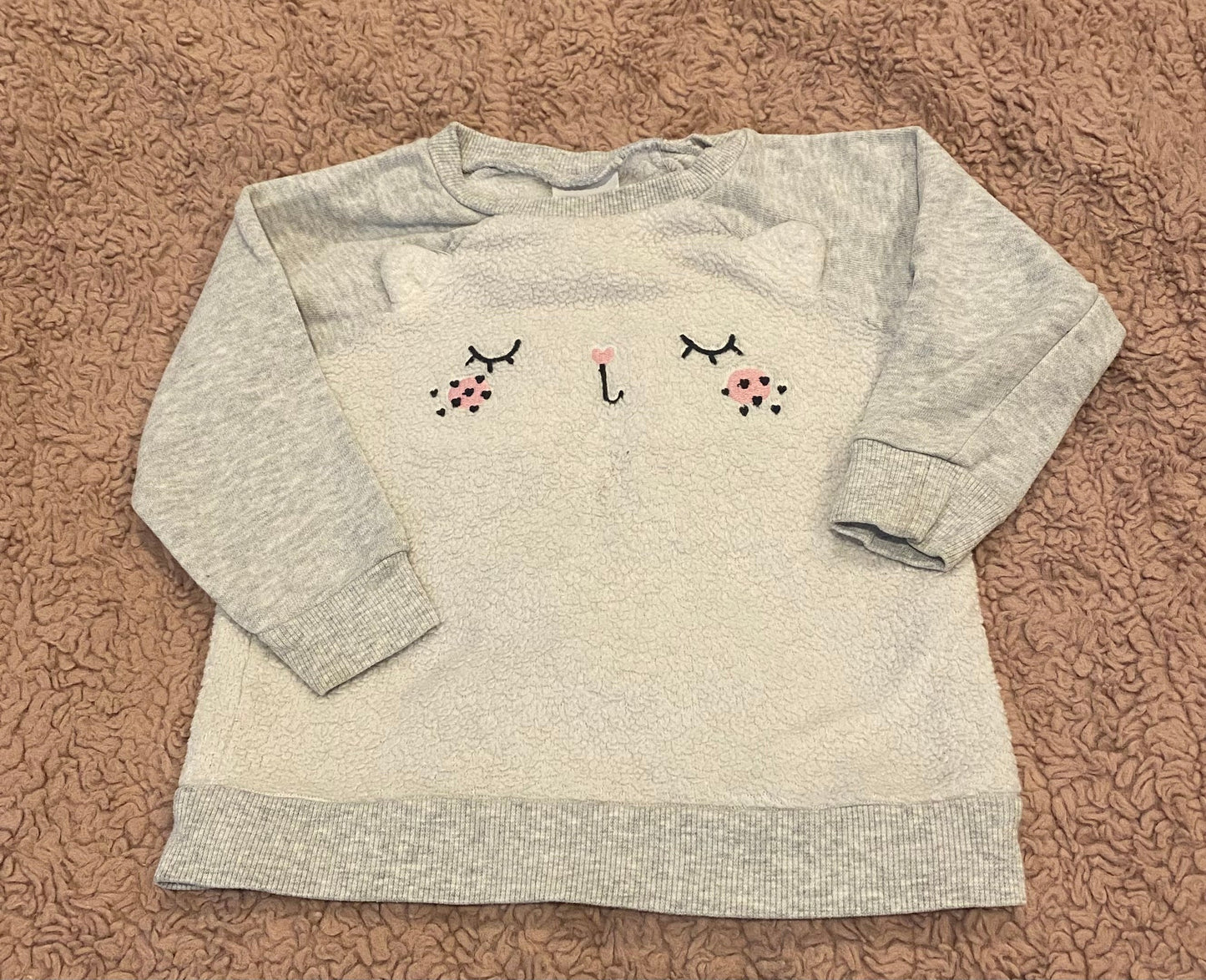 Seller #191 18mo Jumping Beans Gray & White Cat Sweatshirt
