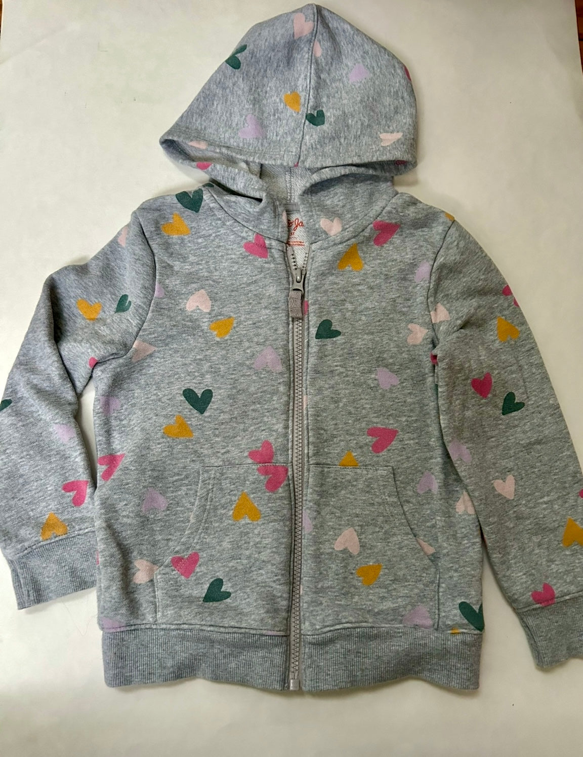 #200 Girls size 5 Cat & Jack multicolored heart full zip hoodie