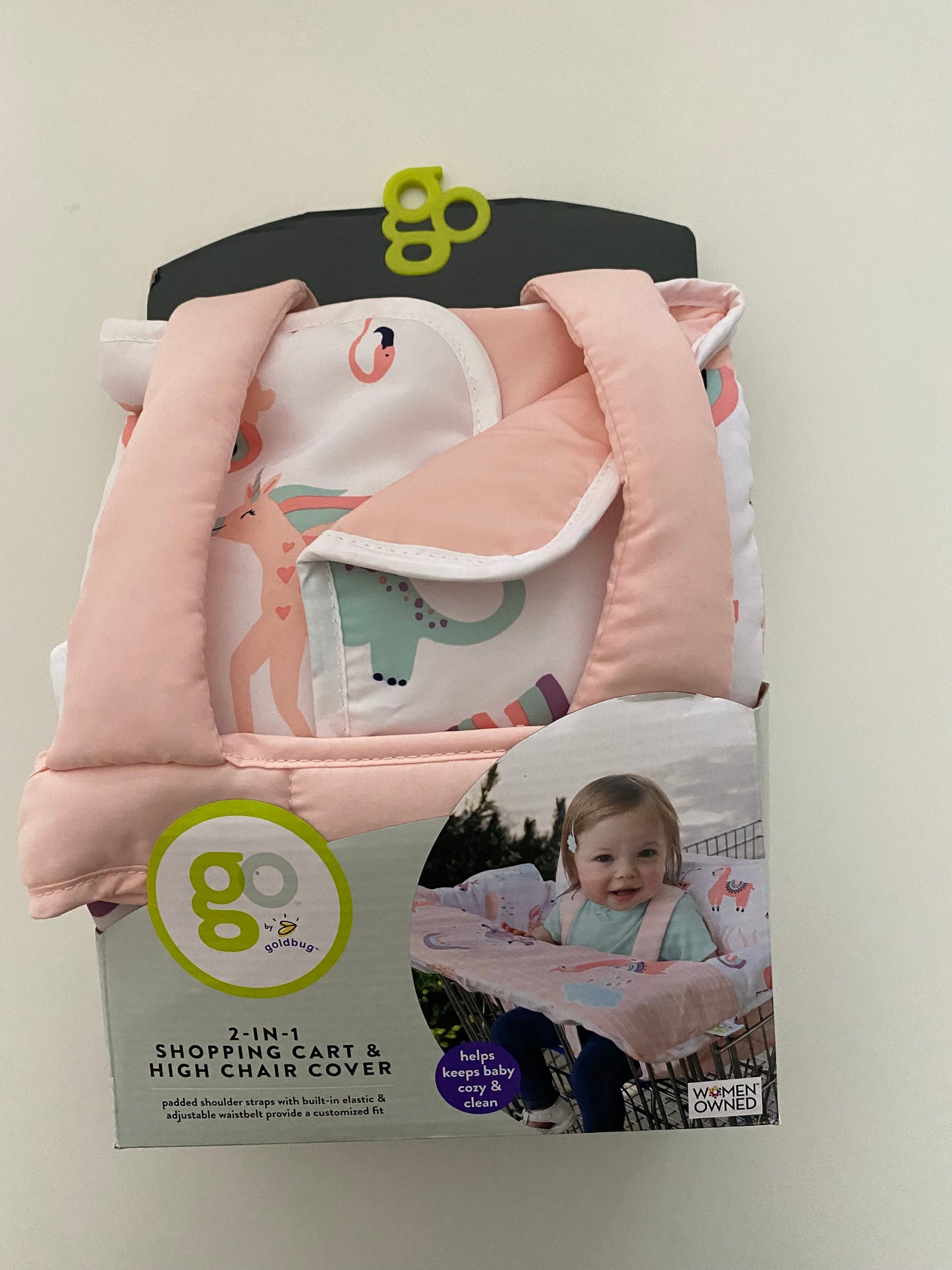 #117, GO by Goldbug 2-in-1 shopping cart & highchair cover. New, NIB, Pink, Girl