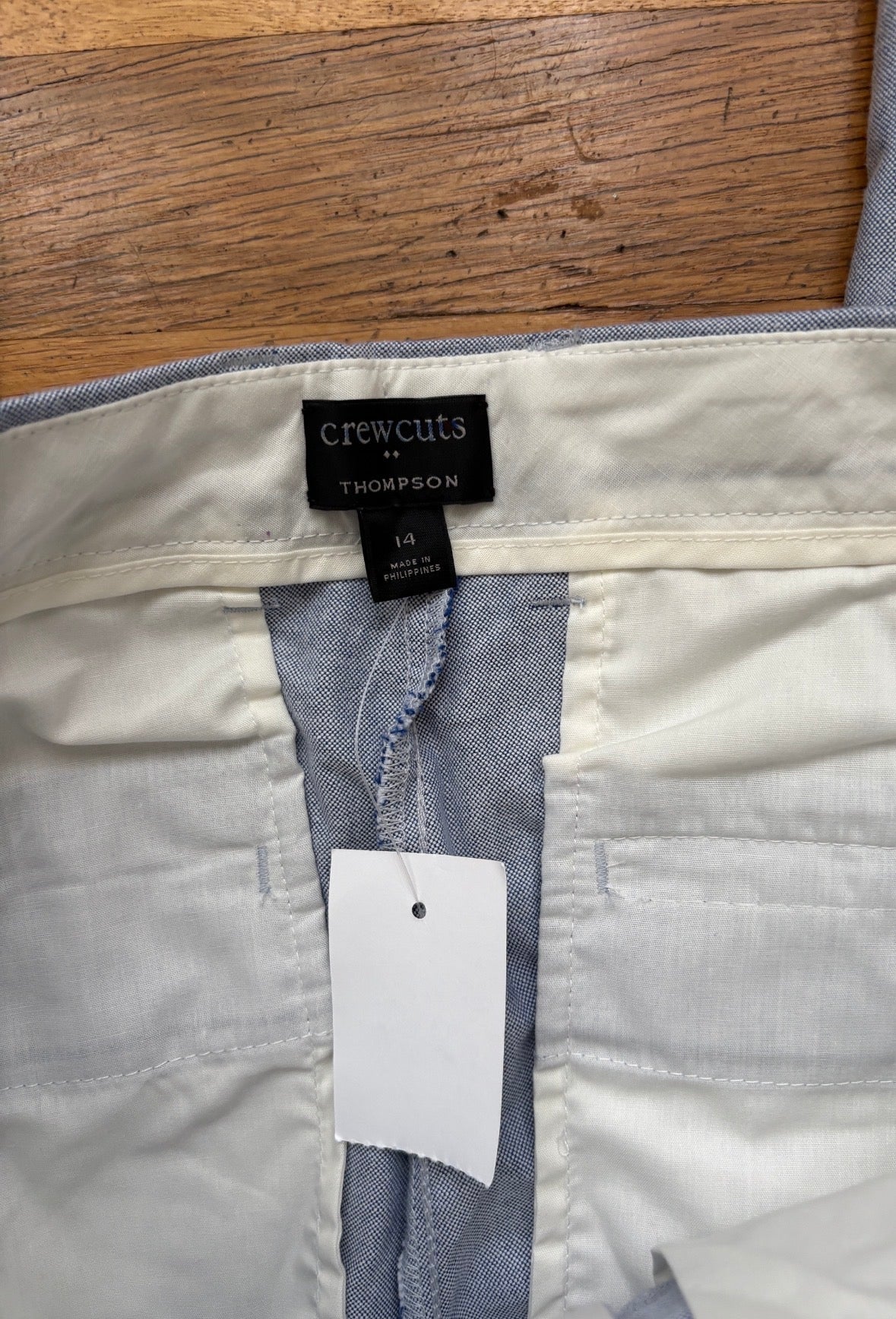 #116 Crewcuts Thompson boys light chambray blue dress pants size 14