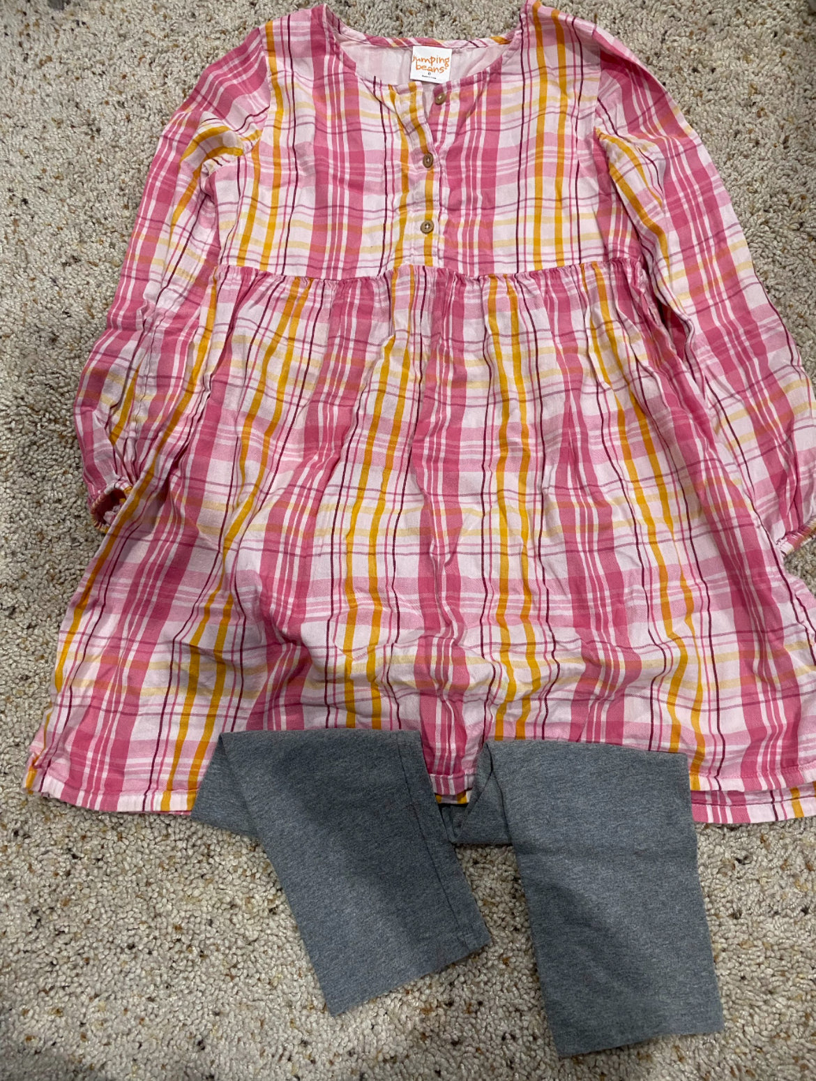 Seller #121 Girls Size 8 flannel long sleeve dress and capri leggings