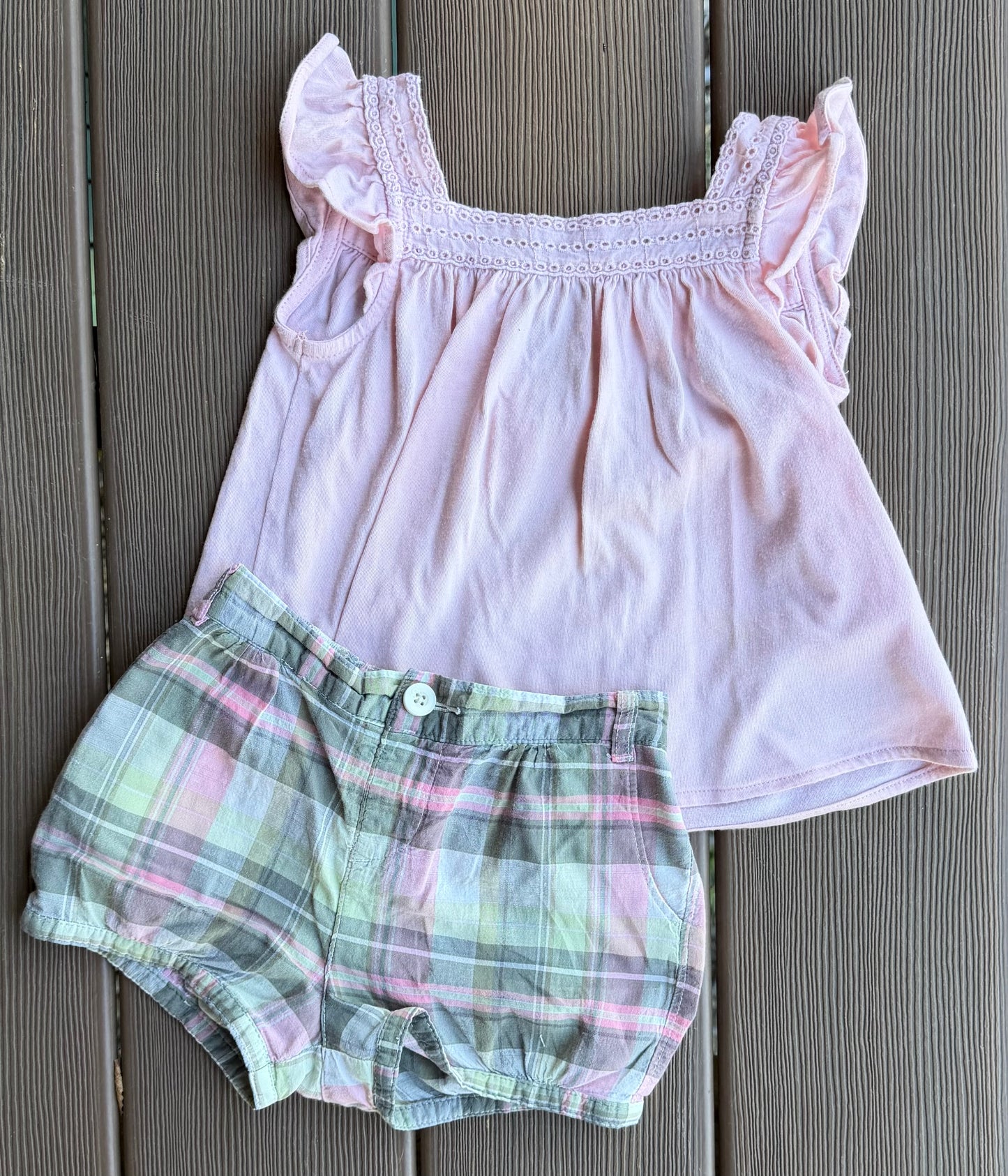 #28 Baby Gap Girls Pink Plaid Set Size 3