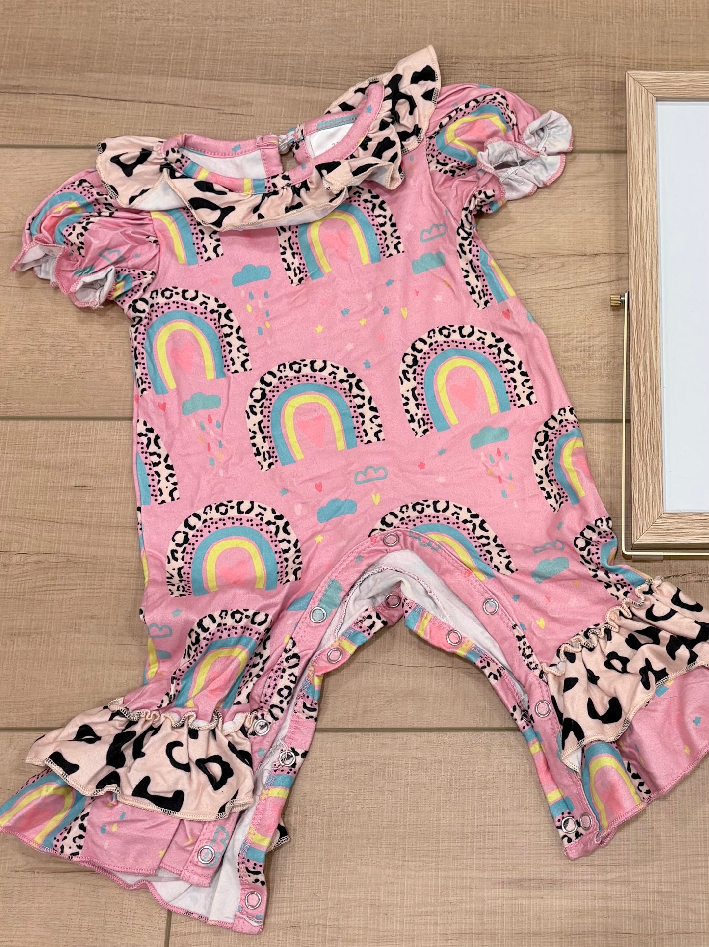 #37 0-3M Girl Boutique Brand Mixed Pattern Ruffle Body Suit
