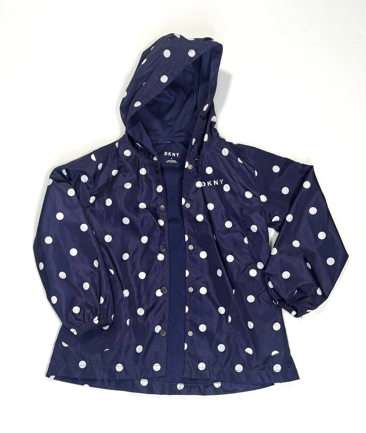 155 Girls Size 6 DKNY Navy Polka Dot Jacket (lined) EUC