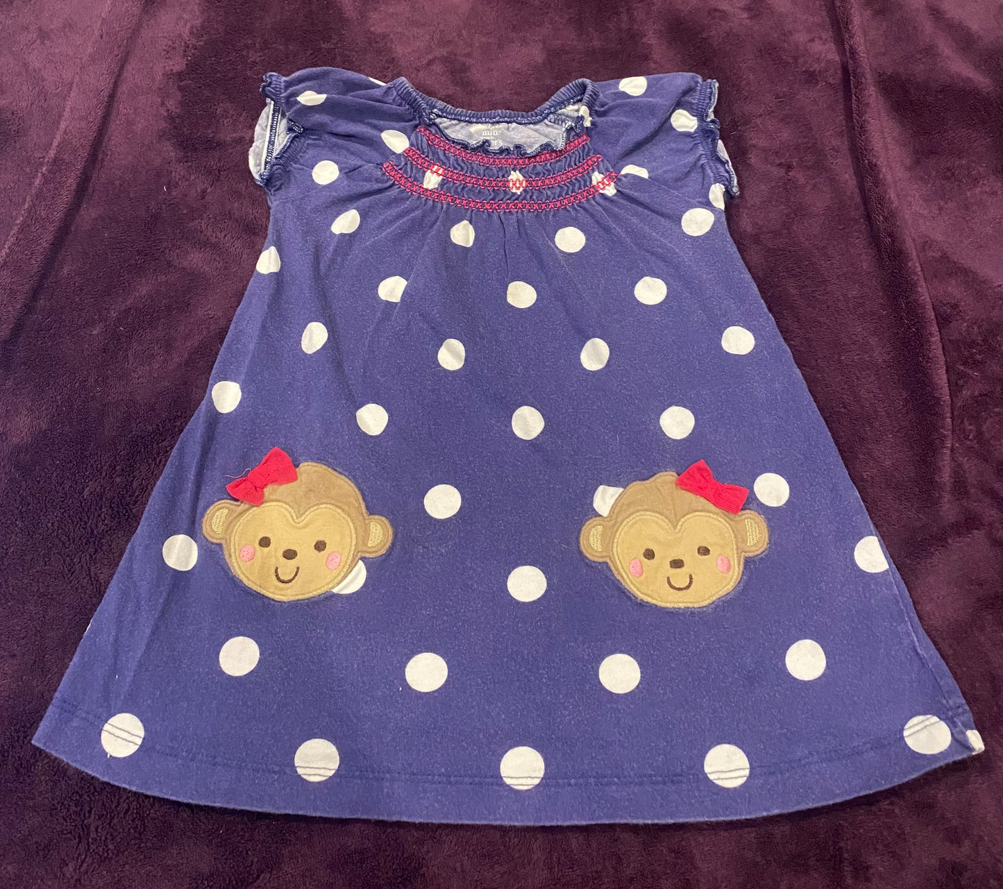Seller #191 18mo Carter's Navy Polka Dot Monkey Dress