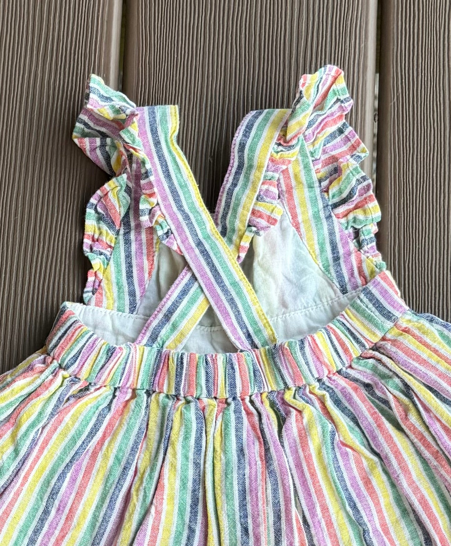 #28 REDUCED Baby Gap Girls Rainbow Stripe Dress Size 3-6 m