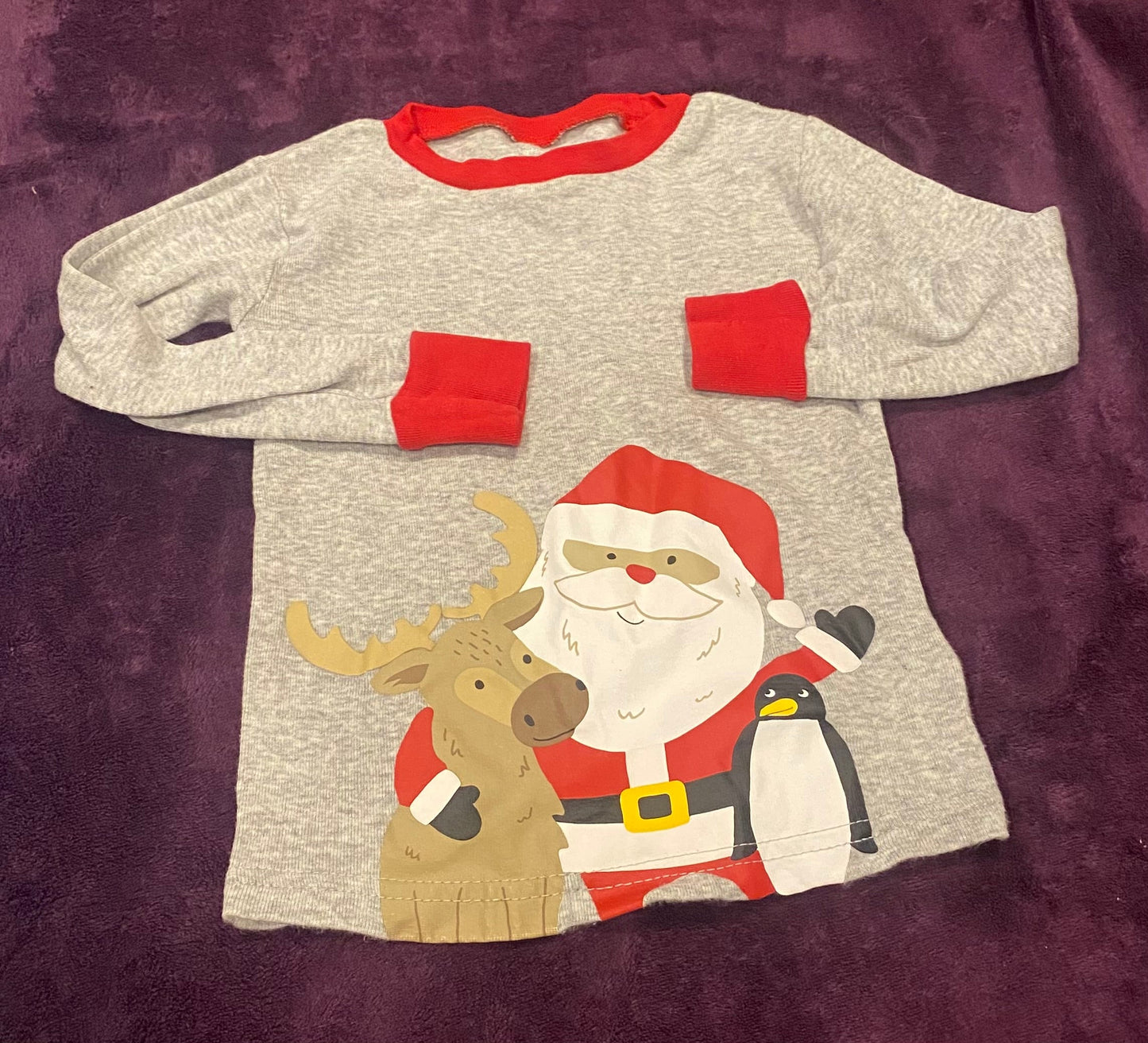 Seller #191 24mo Carter's Gray Santa Long Sleeve Shirt (1 of 2)