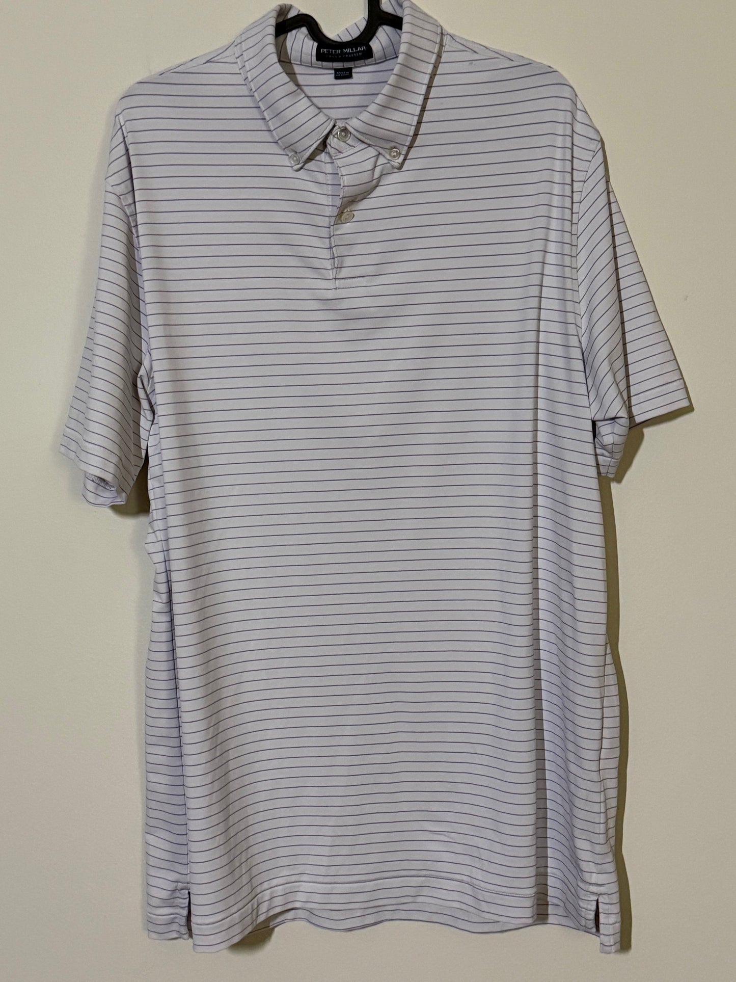 #17 REDUCED Peter Millar Men’s Striped Performance Golf Polo Size L
