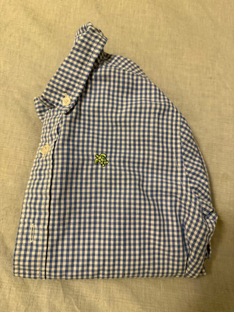 Seller #97 J. Bailey Boy's Size 4T Rosco Button Down Shirt In Blue Micro Check