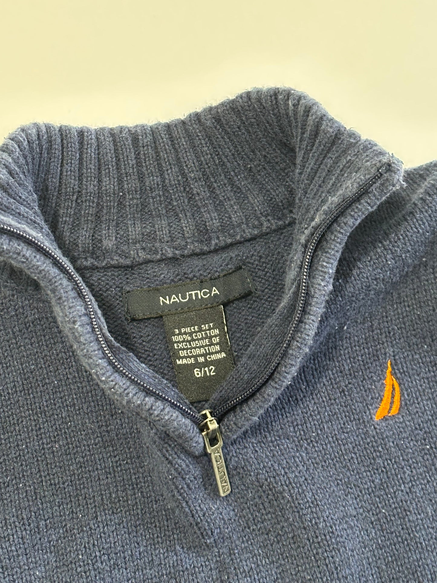 #132 - REDUCED - Nautica: Navy Blue Quarter-Zip Sweater, Baby Boy 6-12M