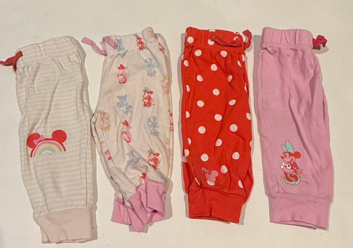 #170 Disney Amazon Essentials 4 pair Minnie Mouse joggers girls 9 months