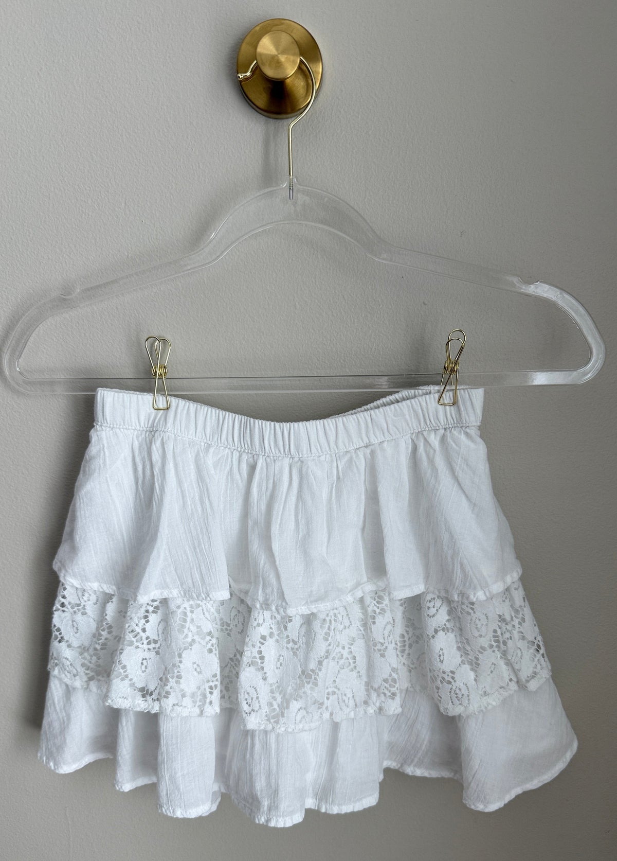 Seller #156_Abercrombie and Fitch Kids Set of 2 Pink and White pull on layered Skirt Size Girls 11/12