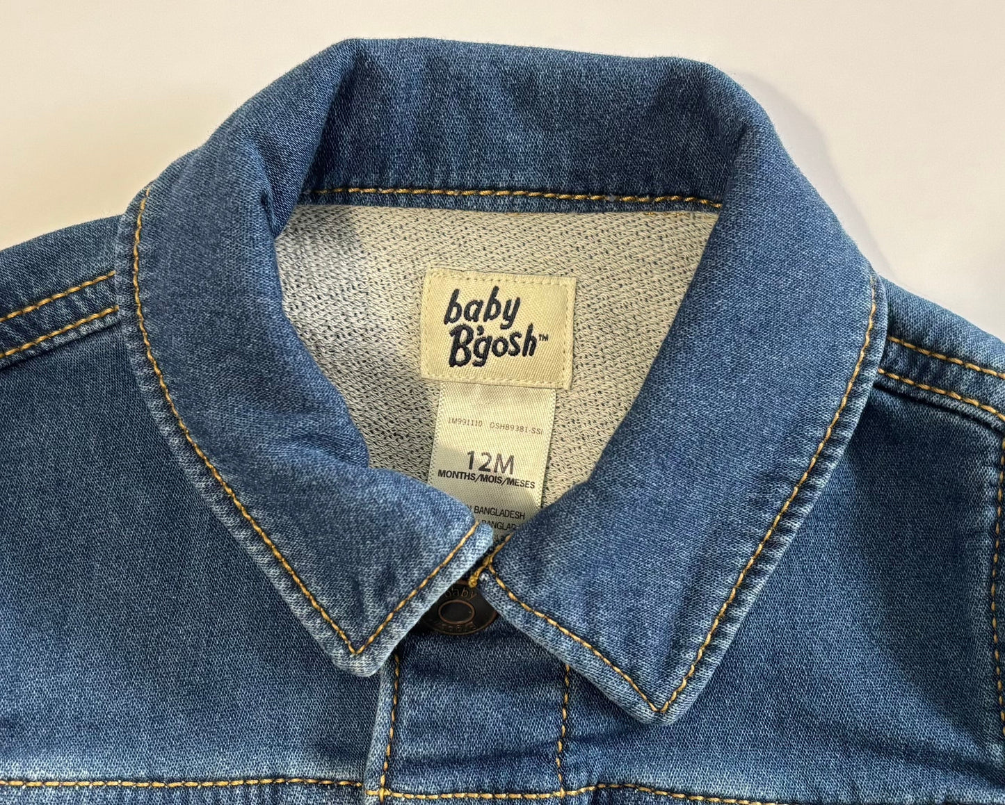 #132 - REDUCED- Baby B'Gosh: Baby Knit-Like Denim Jacket, Dark Wash, 12M - NWOT