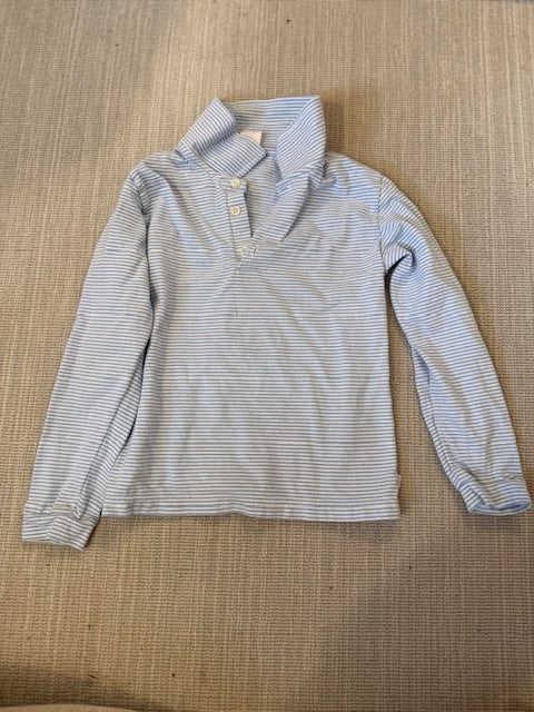 Seller #97 Bella Bliss Boys Size 7 Long Sleeve Blue and White Striped Quarter Zip Shirt