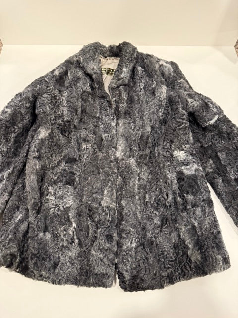 #9 - - Black/Grey Fur Coat Women's SIZE M-L