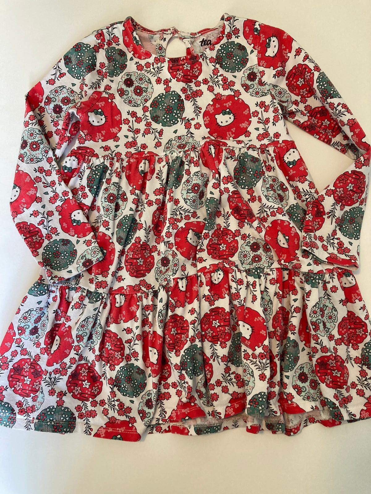 Seller #91 Girls' size 5 Tea Collection tiered Hello Kitty dress EUC *REDUCED*