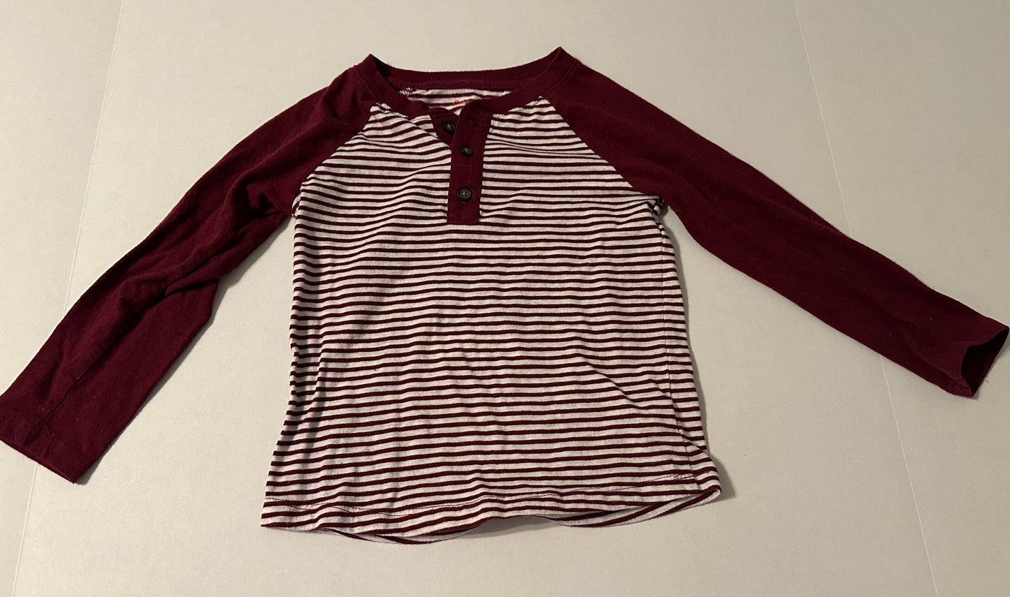 #160 Boys 4T Cat and Jack maroon striped long sleeve shirt