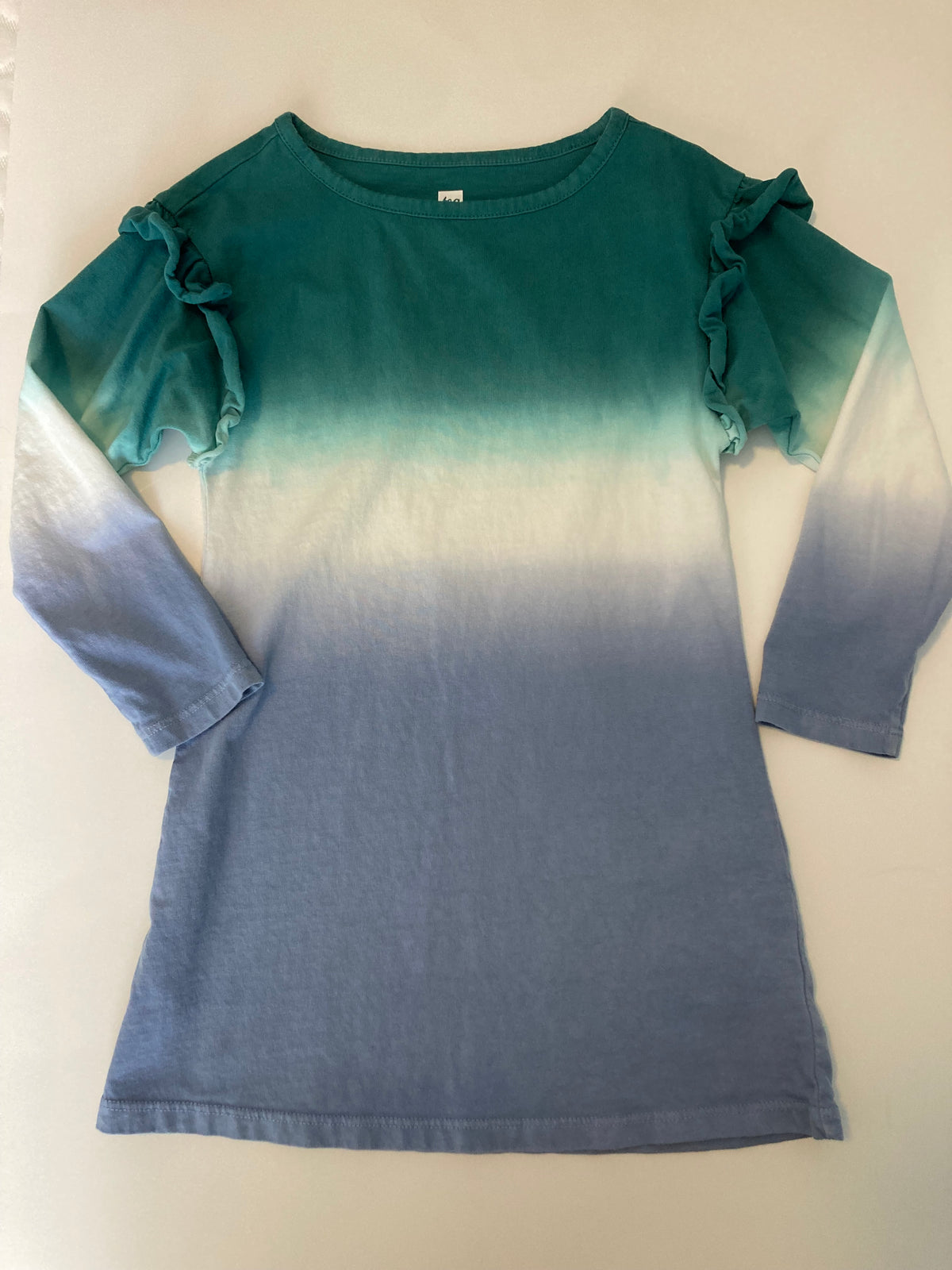 Seller #91 Girls' size 5 Tea Collection a-line dress with ruffle shoulder EUC