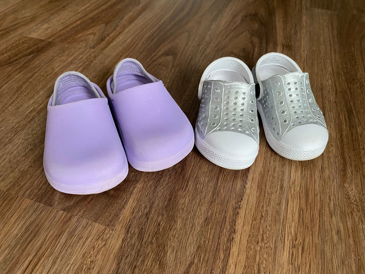 Seller 64 set of 2 girls size 5 faux Crocs
