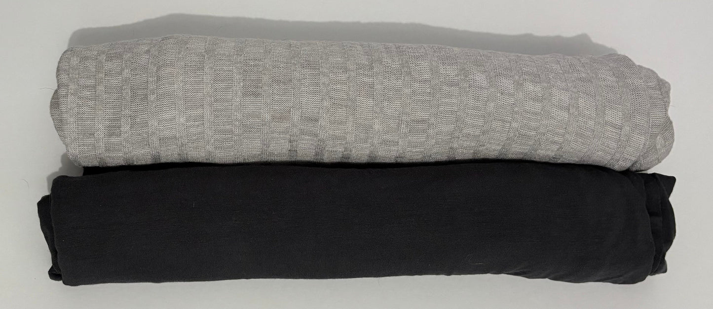 #132 - REDUCED - Bundle of 2 Boppy: Infinity Nursing Scarves, Charcoal & Silver Gray Knit