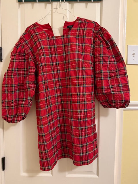 Seller #97 JCrew Woman's Holiday Puff-sleeve dress in Plaid Size L