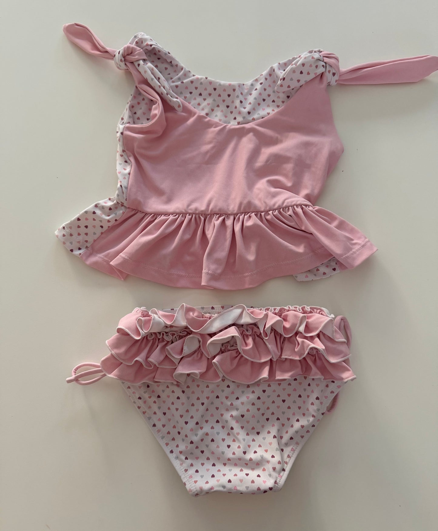 *reduced* #117, Girls 4T, Wildling pink heart tankini, VGUC