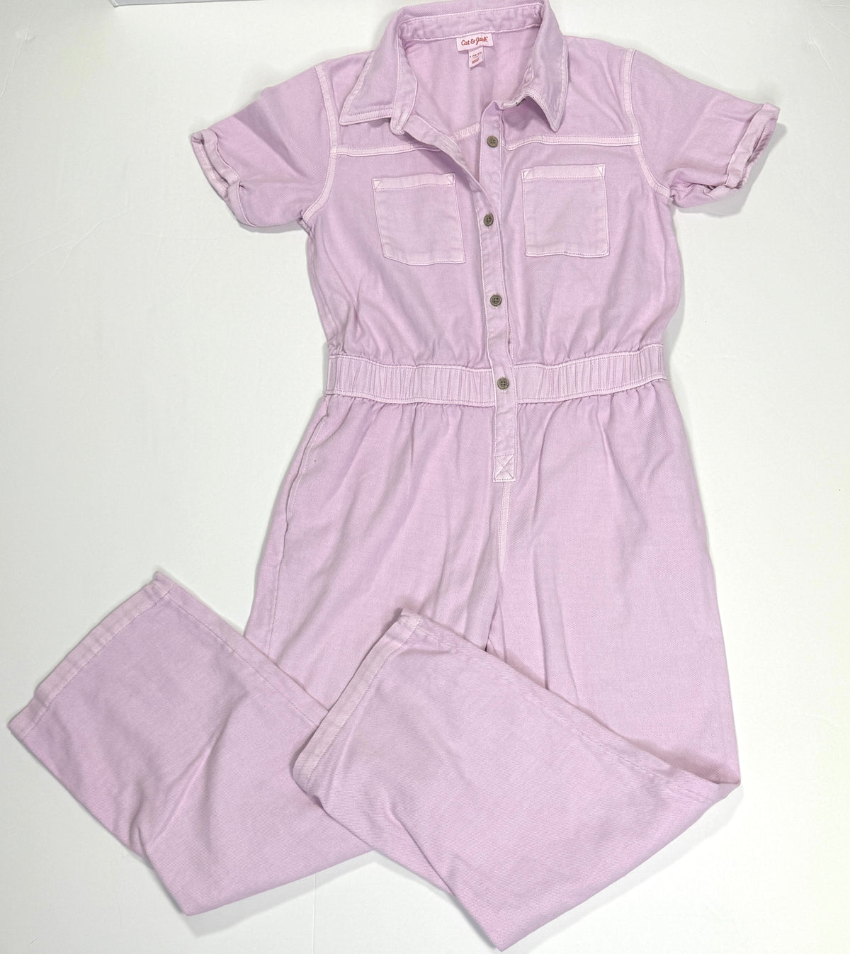 155 Girls Size L Cat and Jack Demin Utility Jumpsuit EUC