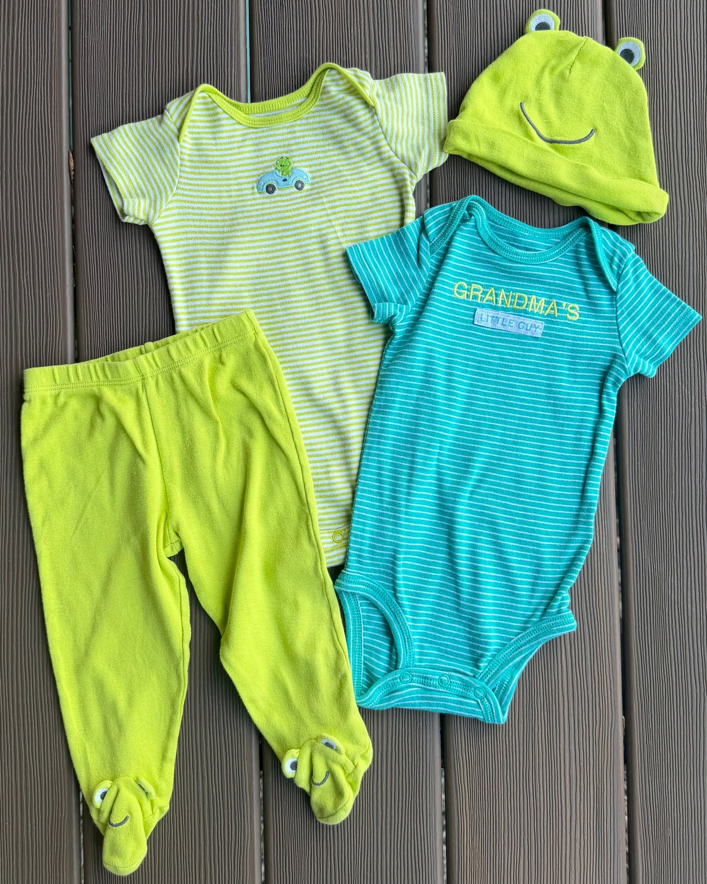 #28 REDUCED Just One You Froggy 4 Piece Set, Size 9m