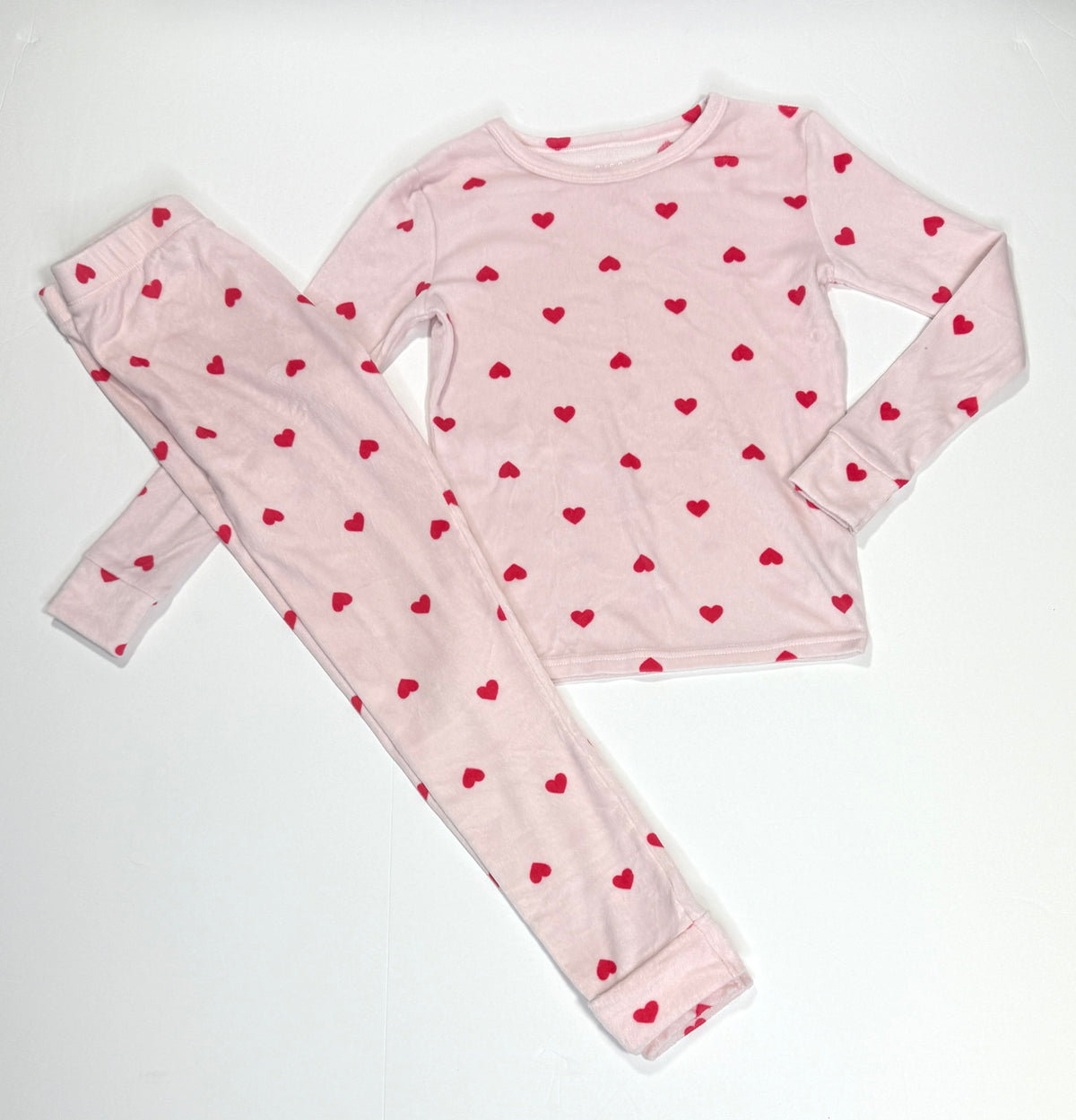 155 Girls Cat and Jack Size 10 Heart Pajama Set EUC (super soft and kinda fuzzy)