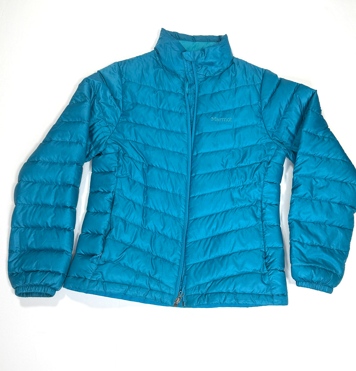 155 Women's Marmot 700 Fill Down Puffer Jacket Size Medium EUC - Beautiful Blue color!