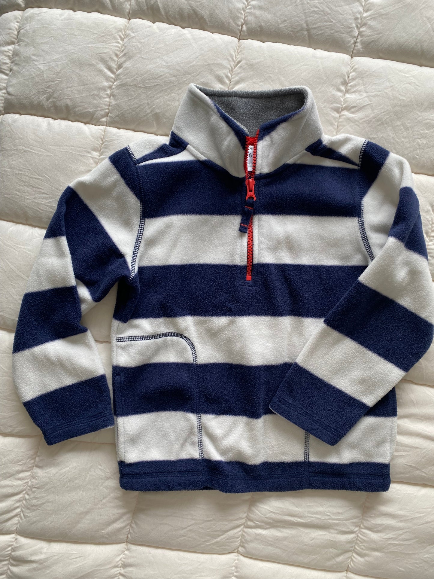 Seller 64 Carter's boys size 6 blue and white fleece quarter zip