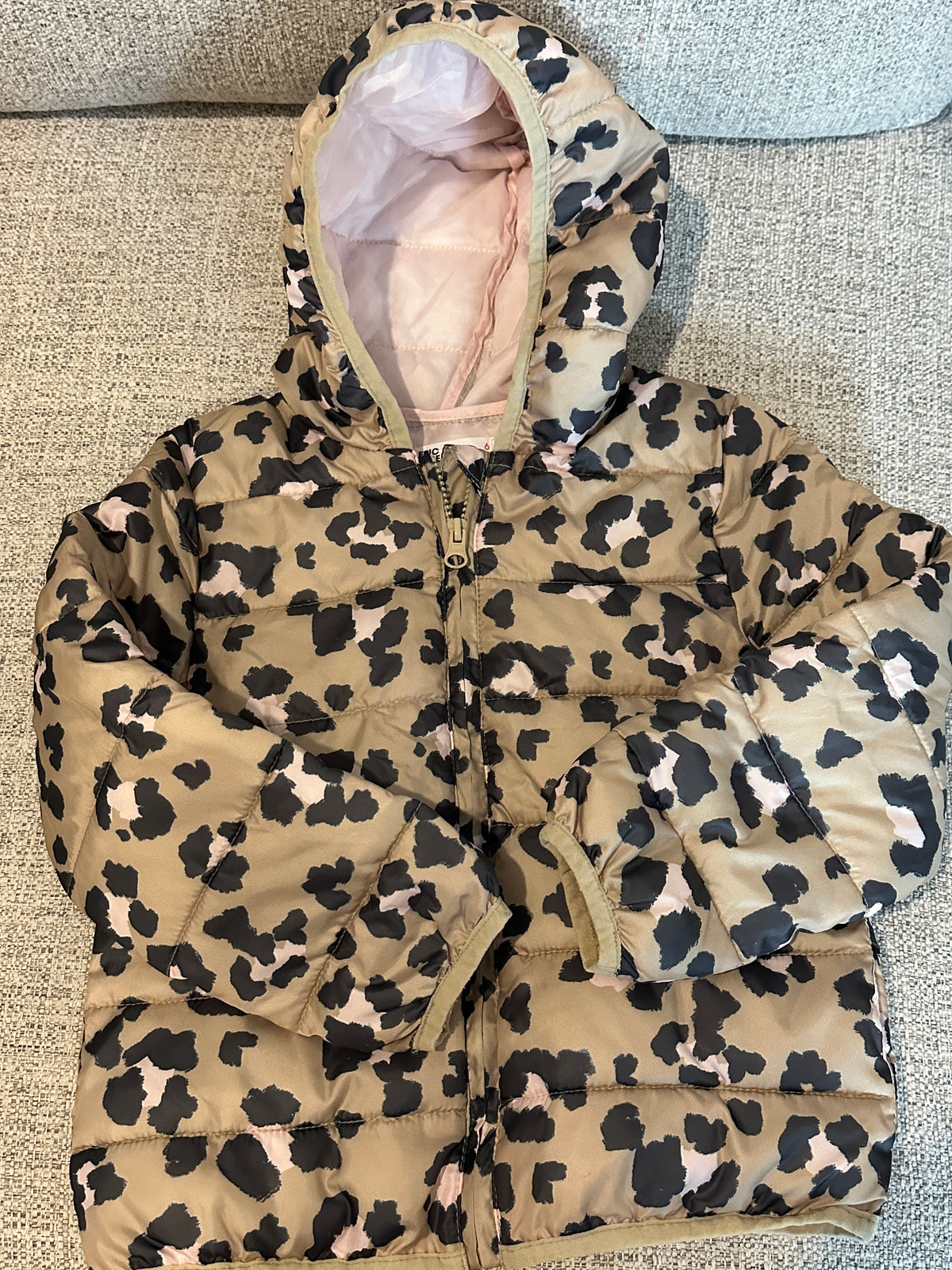 #48 Girls Animal Print Puffy Jacket 6x