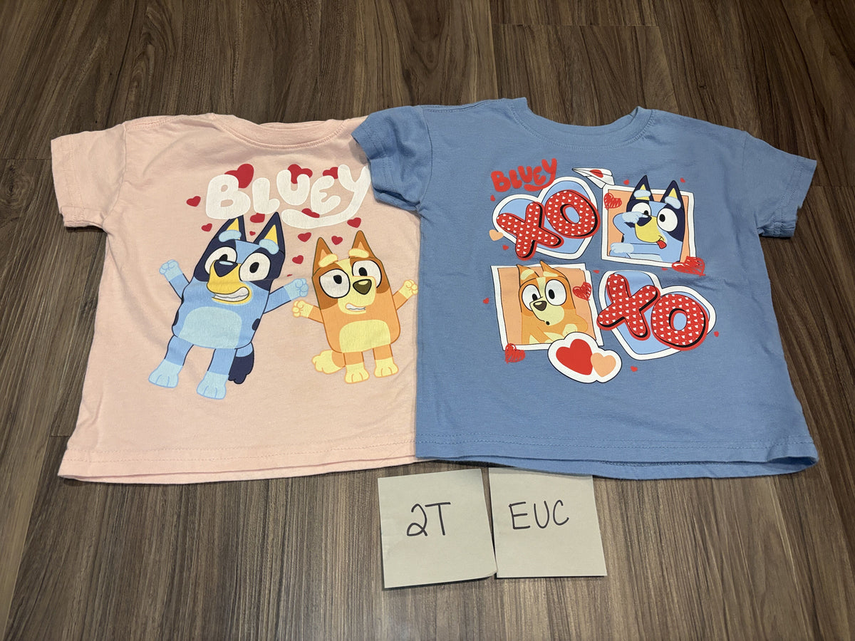 #138 - 2T EUC (2) Bluey Tshirts (pink + Blue xo)