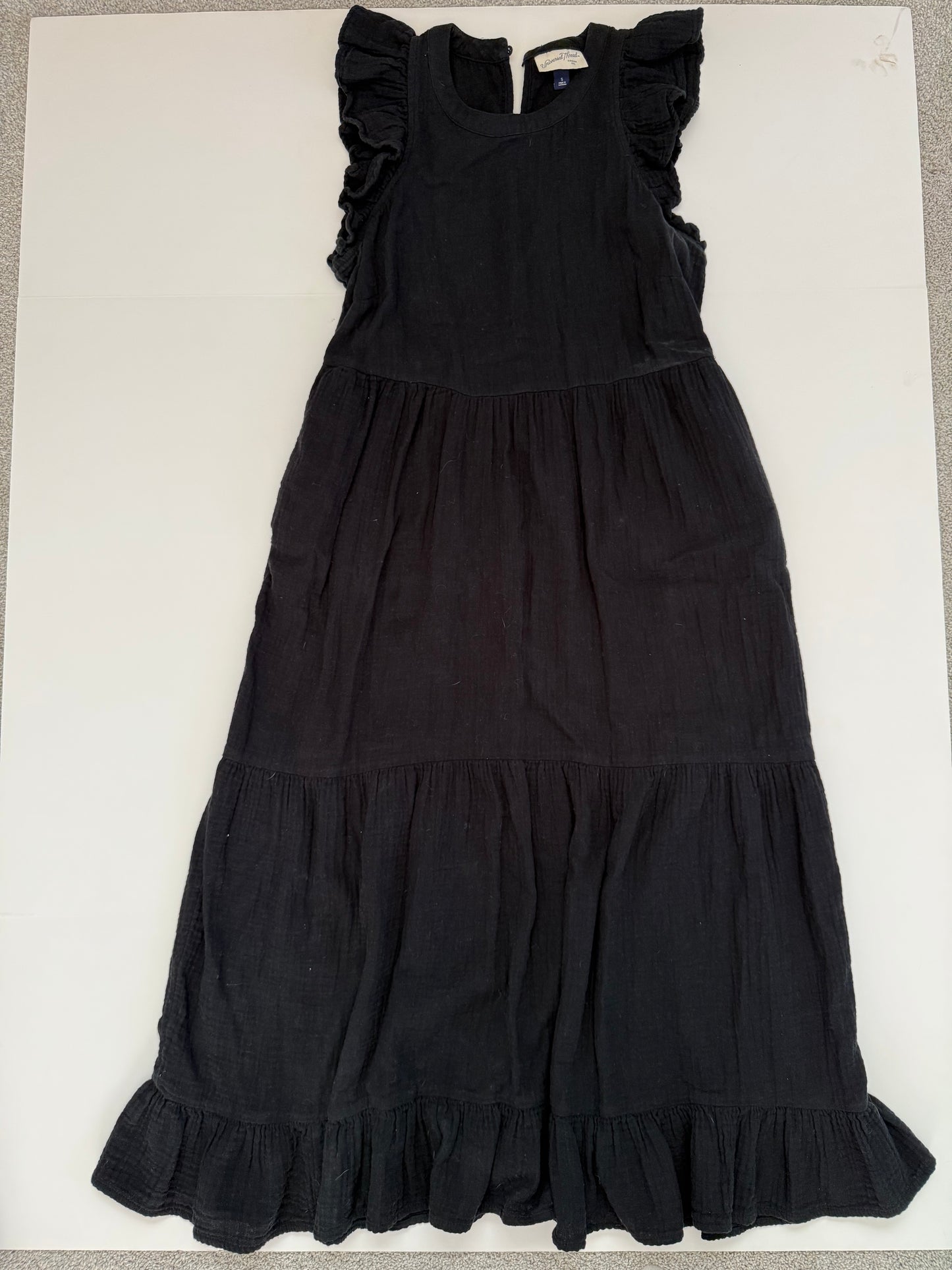 #64 Universal Thread Black Ruffle Gauze Midi Dress (has pockets) S