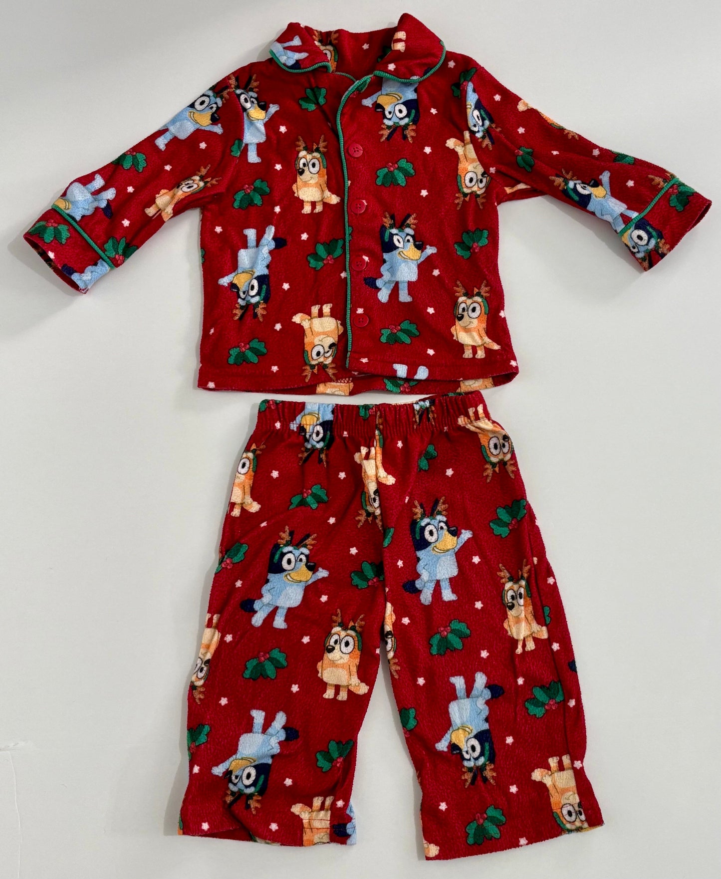 #132 - REDUCED - Bluey: Two-Piece Red Holiday/Christmas Pajamas, 12M