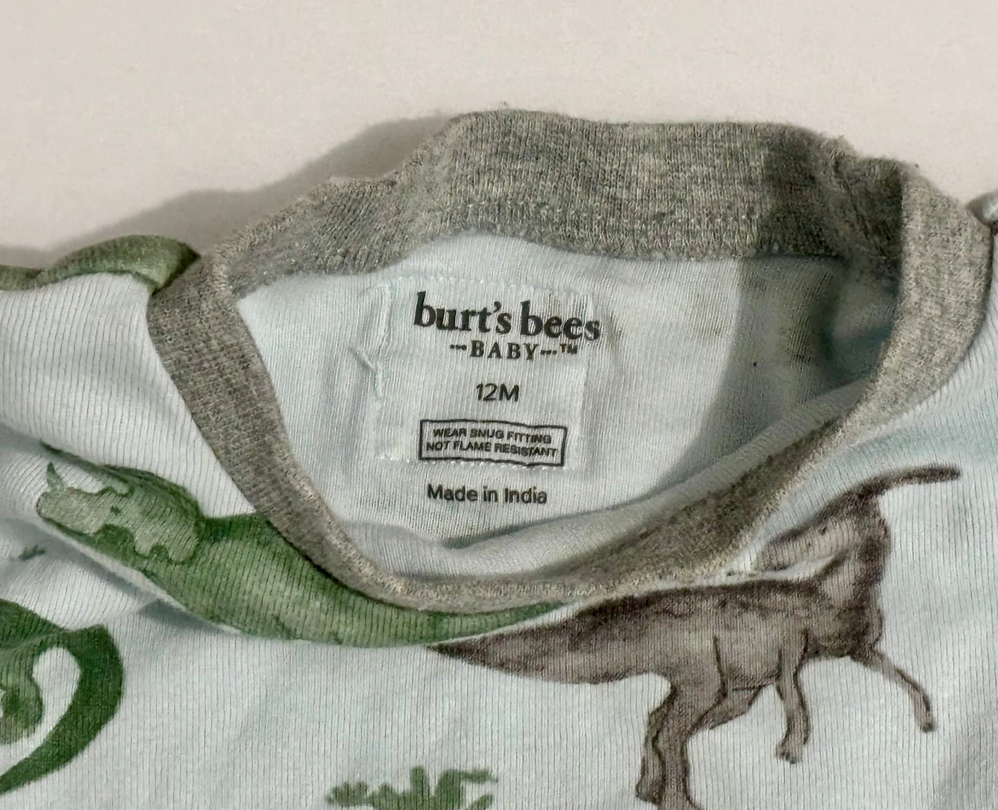 #132 - Burt's Bees Baby: Boy’s Two-Piece Dinosaur Pajama Set, 12M