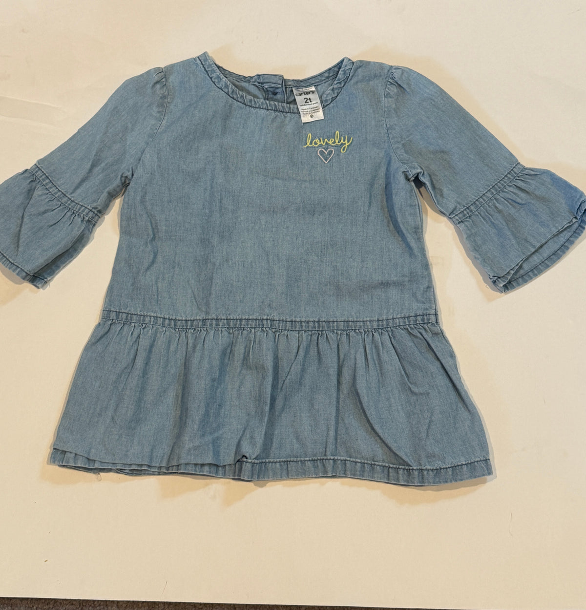 #170 Carters Denim tunic “lovely” girls 2t