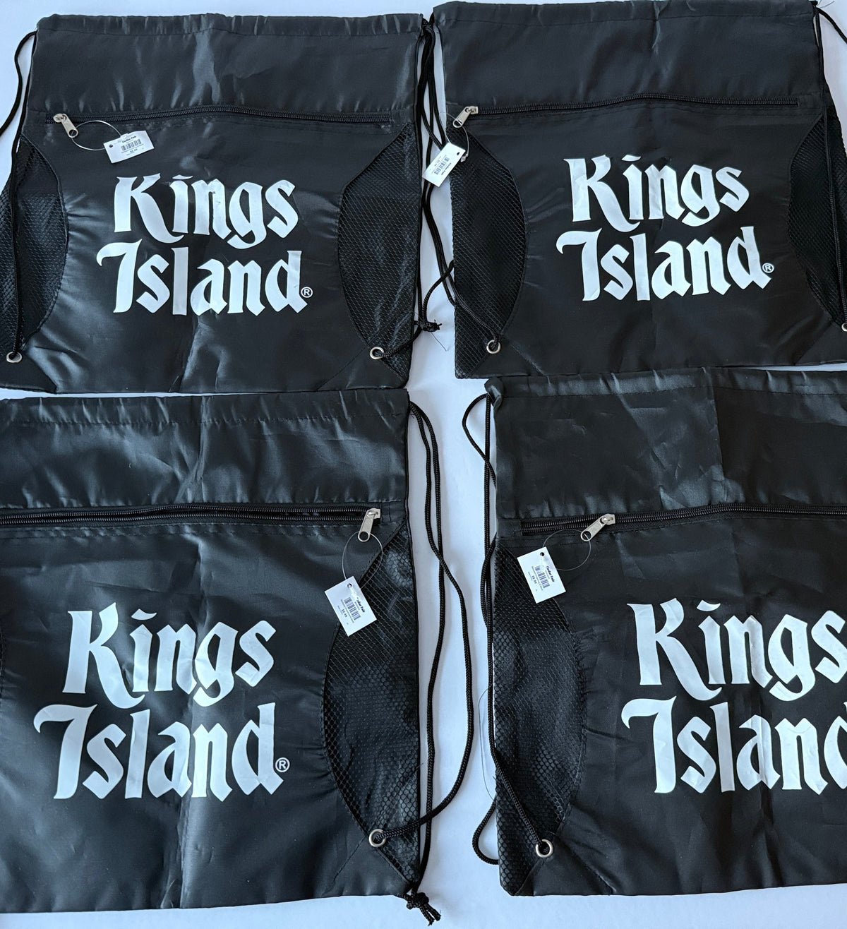 Seller #156_Kings Island Drawstring Backpack with Zip pocket Set of 4 NWT
