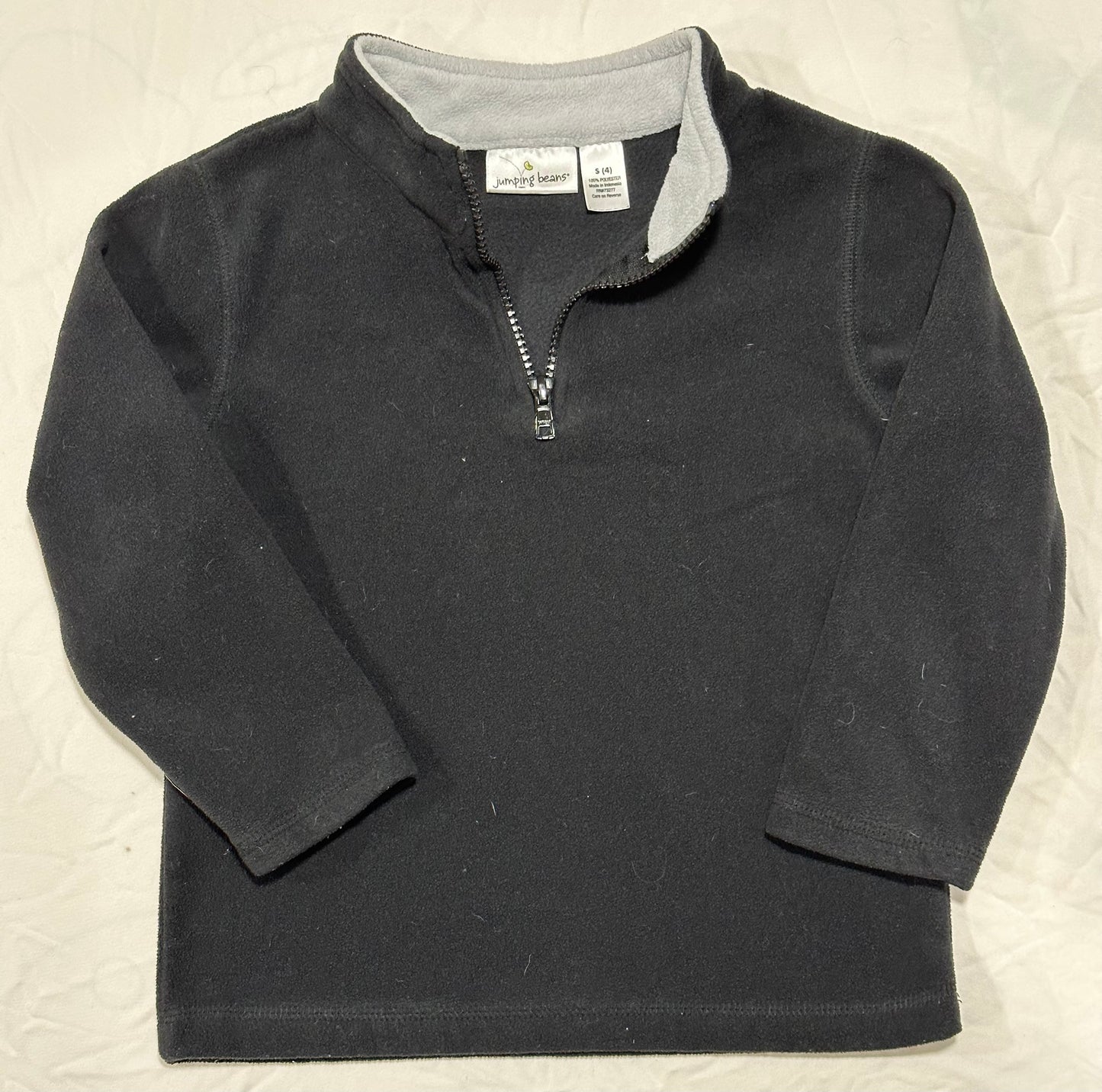 #186 Jumping Beans 4T Black Fleece Quarter Zip EUC
