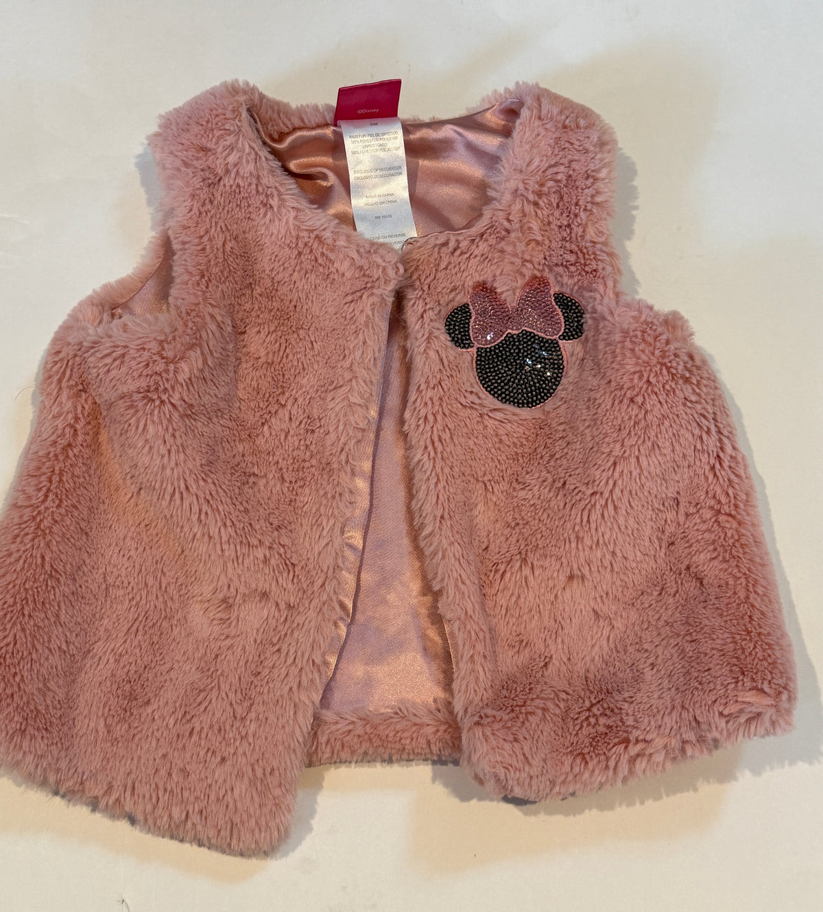 #170 Disney pink faux fur vest with Minnie girls 24 months
