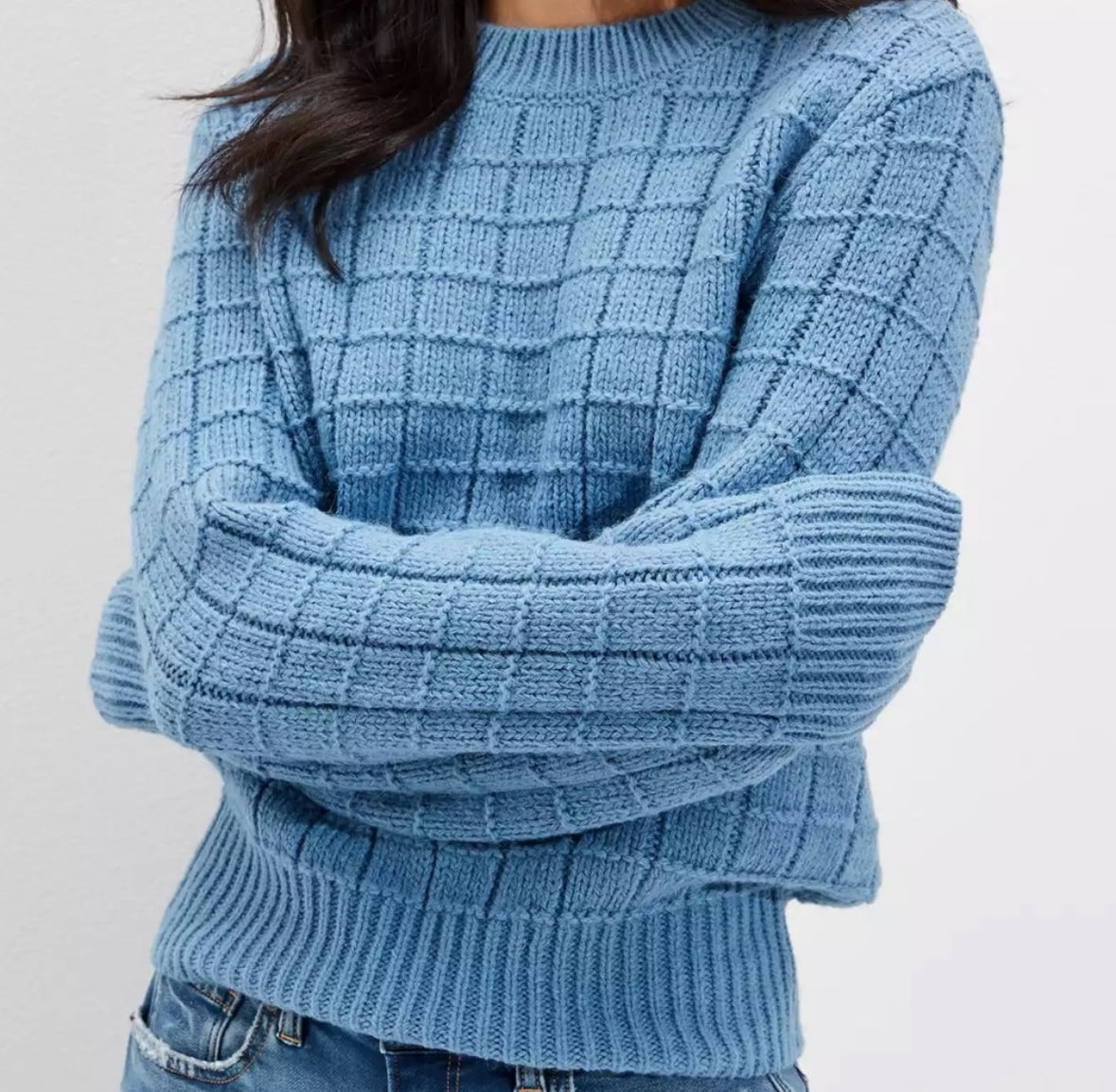 #132 - REDUCED - American Eagle: Women's Blue, Waffle-Knit Sweater, Size S - NWT