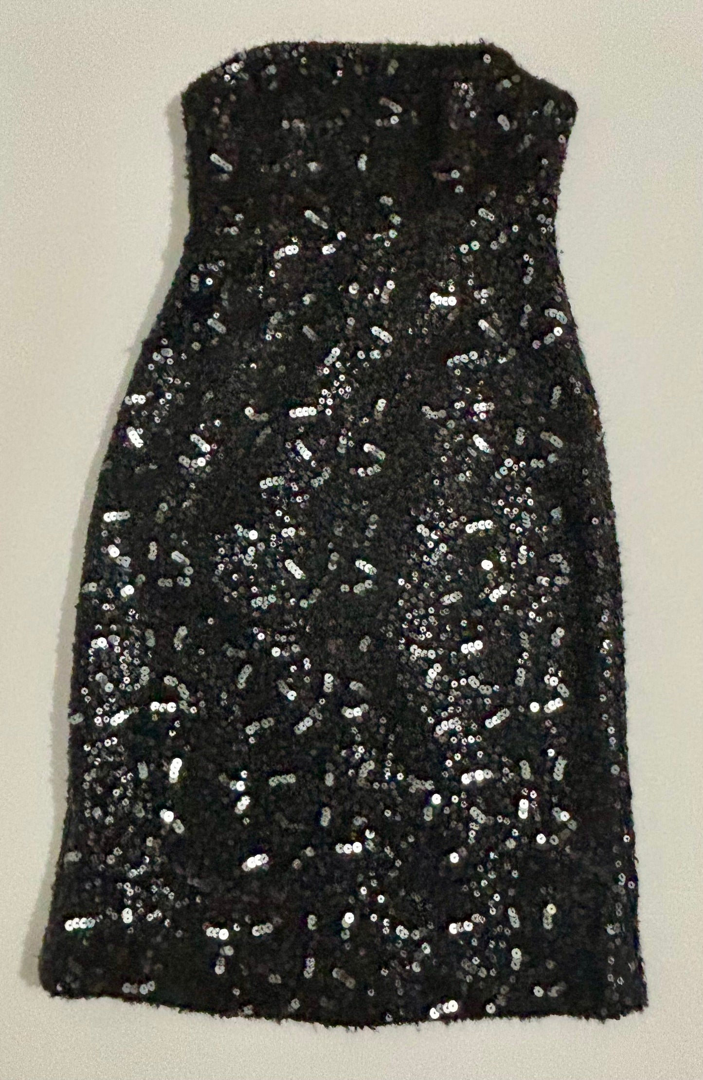 #132 - Banana Republic: Strapless Black Sequin Cocktail Dress, Size 0 - NWT