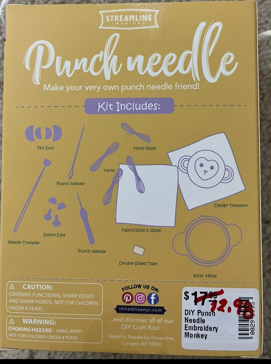 137 Punch needle monkey craft BN never opened