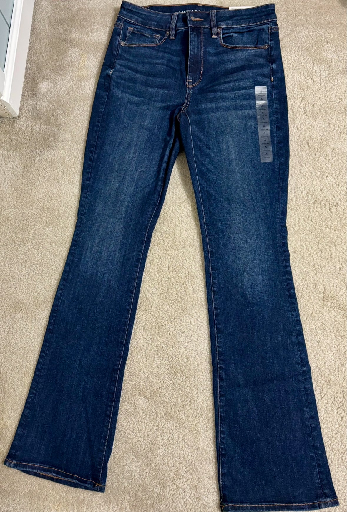 #132 - Americal Eagle: Women's NE(X)T Level Stretch Hi-Rise Skinny Kick Jeans, Deep Sea Blue, Size 6 - NWT