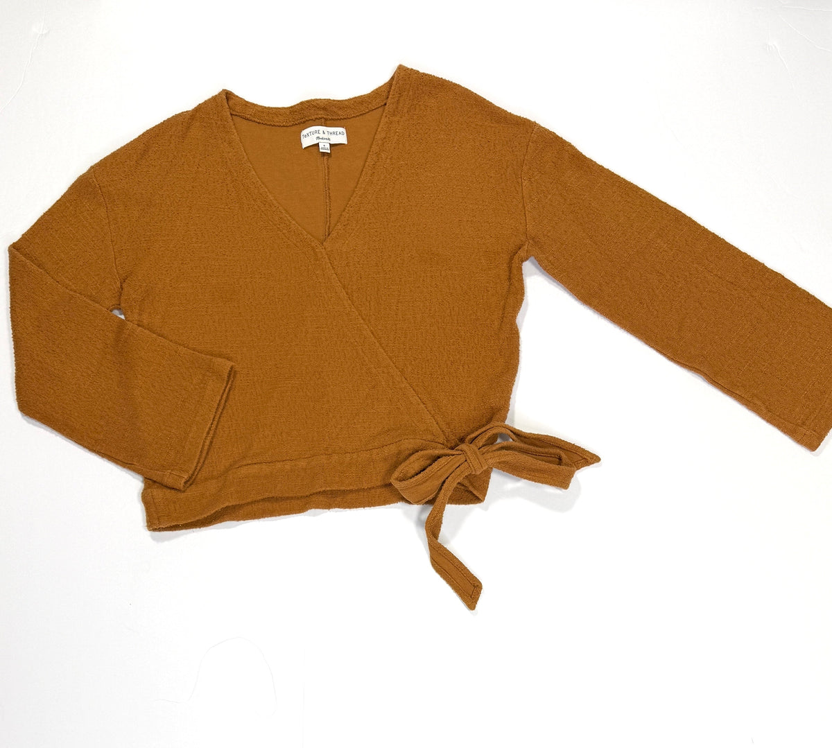 155 Women's Size Small Texture and Thread by Madewell Faux Wrap Crop Shirt - great fall color