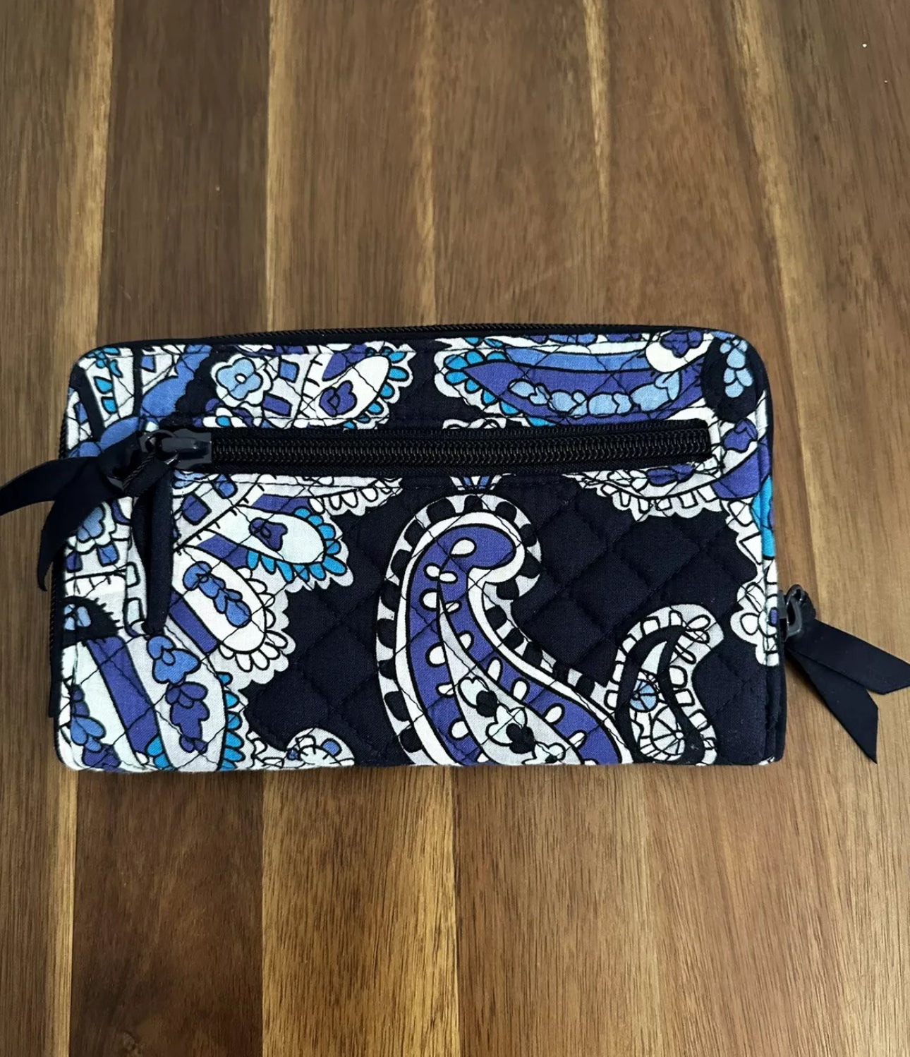 #111 VERA BRADLEY Iconic RFID Turnlock Zip Around Wallet - Deep Night Paisley - NWT