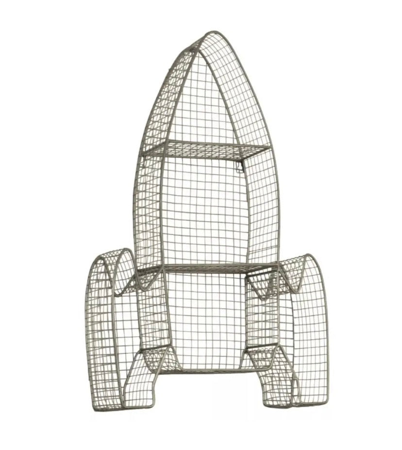 #33 Gray Metal Rocket Ship Wall Shelf